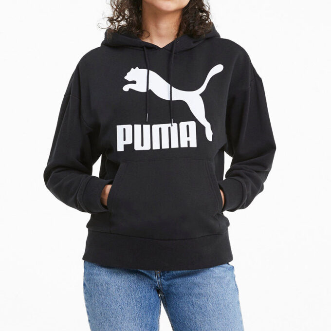 (WMNS) Classics Logo Print Hoodie Svart
