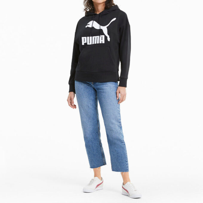 (WMNS) Classics Logo Print Hoodie Svart