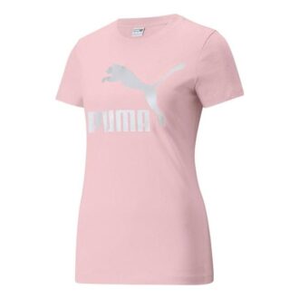 (WMNS) Classics Logo T-shirt med Stor Logotyptryck Sport Kortärmad Rosa