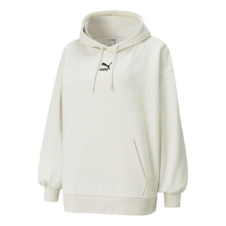 (WMNS) Classics Oversized Logo Print Plus Fleece Keep Warm Hoodie Grå