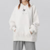 (WMNS) Classics Oversized Logo Print Plus Fleece Keep Warm Hoodie Grå