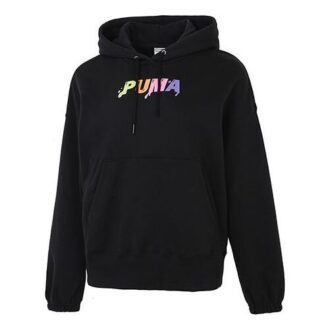 (WMNS) Downtown Printing Logo Hoodie Svart
