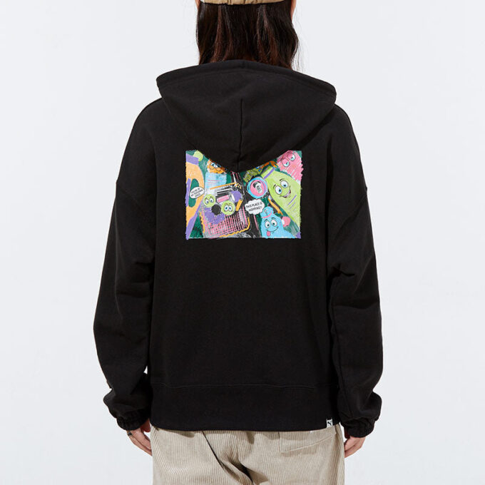 (WMNS) Downtown Printing Logo Hoodie Svart