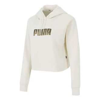 (WMNS) Essential Metallic Cropped Hoodie ”Beige”