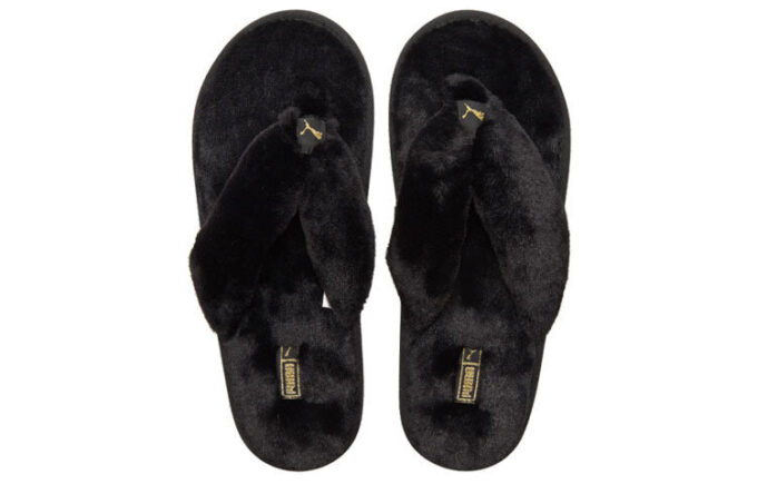 (WMNS) Fluff Flip Slide ”Black Team Gold”