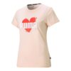 (WMNS) Hjärtformad T-shirt med Kärlekstryck Logotyp Sport Rund Hals Kortärmad Rosa Röd