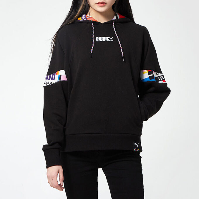 (WMNS) Internationell Hoodie ”Svart Vit”
