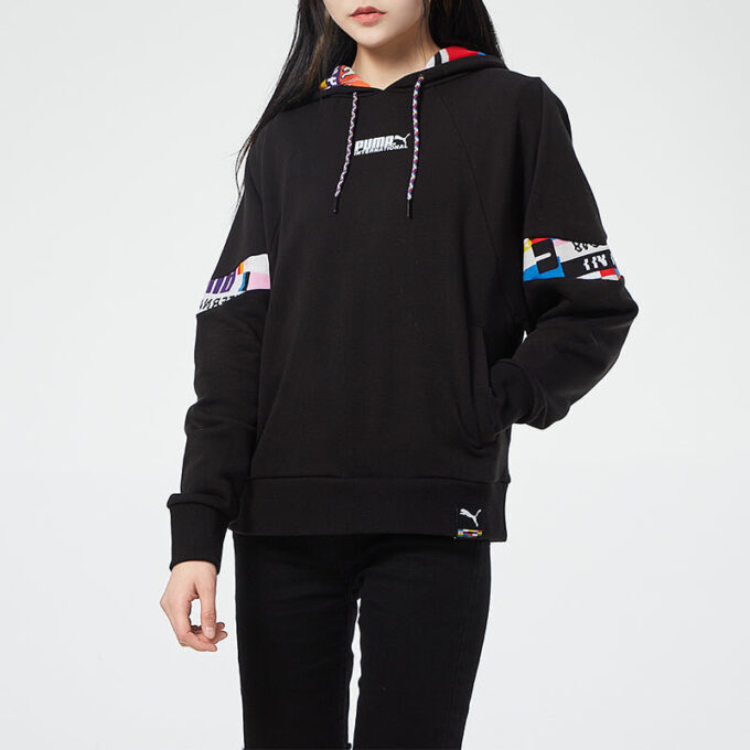 (WMNS) Internationell Hoodie ”Svart Vit”