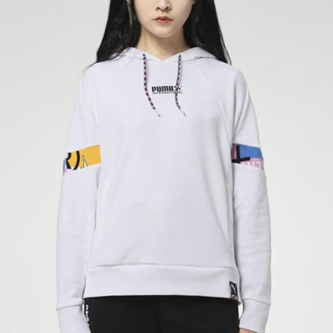 (WMNS) Internationell Hoodie ”Vit Svart”