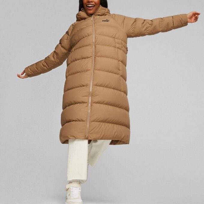 (WMNS) Lång dunjacka med huva ”Beige”