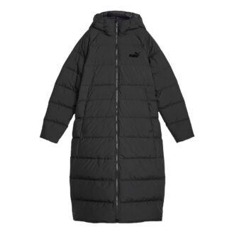 (WMNS) Lång dunjacka med huva ”Svart”