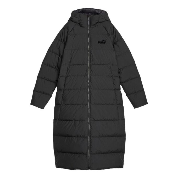(WMNS) Lång dunjacka med huva ”Svart”