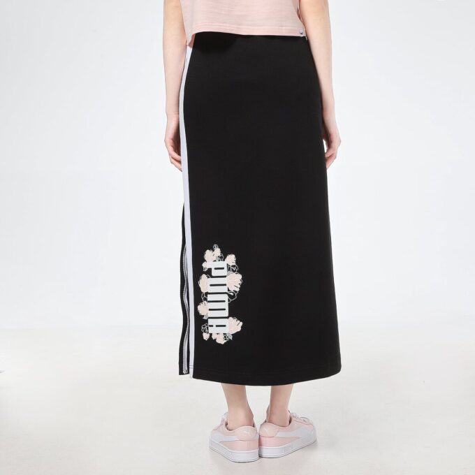 (WMNS) Lång kjol med logotyptryck, svart