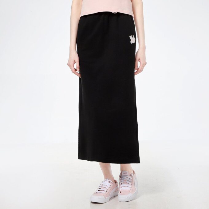 (WMNS) Lång kjol med logotyptryck, svart