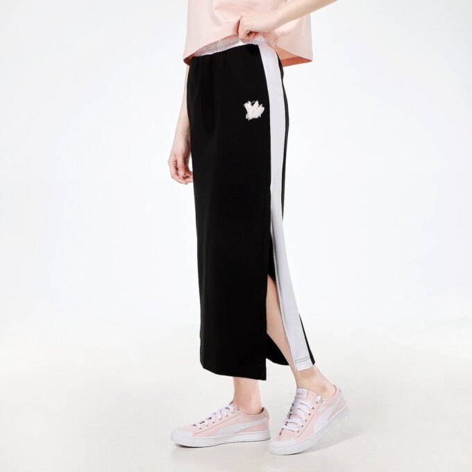 (WMNS) Lång kjol med logotyptryck, svart