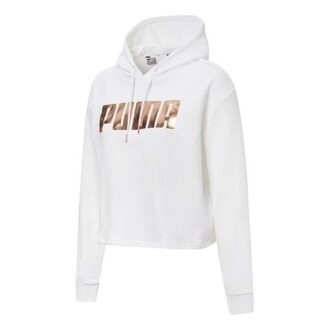 (WMNS) Metallic Logo Hoodie ”Vitguld”