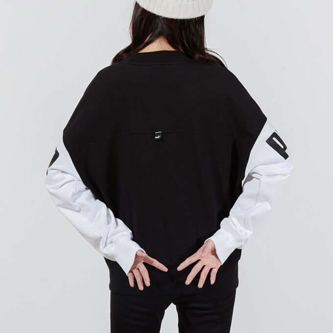 (WMNS) Power Color Blocking Crew Logo Print SweatshirtSvart