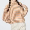 (WMNS) Randig stickad tröja ”Beige”