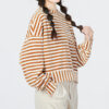 (WMNS) Randig stickad tröja ”Beige”