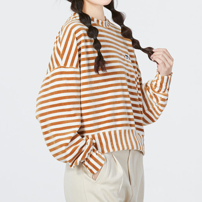 (WMNS) Randig stickad tröja ”Beige”