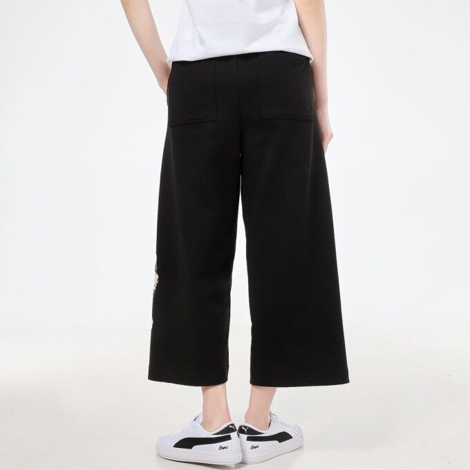 (WMNS) Stickade Casualbyxor Med Logotyptryck Svarta