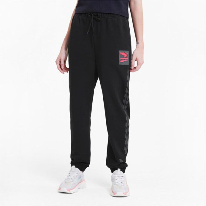 (WMNS) Stickade Sportbyxor Svarta/Röda