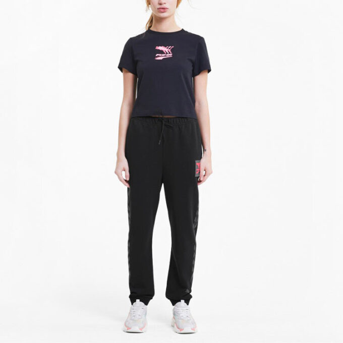 (WMNS) Stickade Sportbyxor Svarta/Röda
