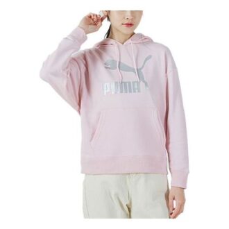 (WMNS) Stor Logo Athleisure Casual Sports Hoodie Rosa