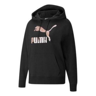 (WMNS) Stor Logo Athleisure Casual Sports Hoodie Svart Rosa