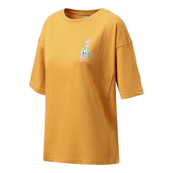 (WMNS) Tryck Casual Sport Rund Hals Kortärmad Gul