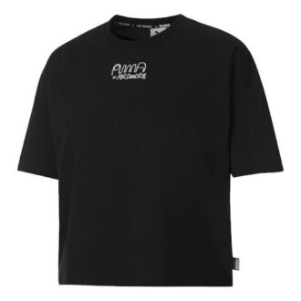 (WMNS) x MR DOODLE Lös T-shirt Crossover Graffiti Stor Logotyp Kortärmad Svart