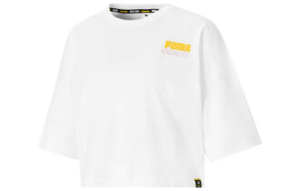 (WMNS) x PEANUTS Broderad Logotyp Rund Hals Kort Lös Kortärmad Vit